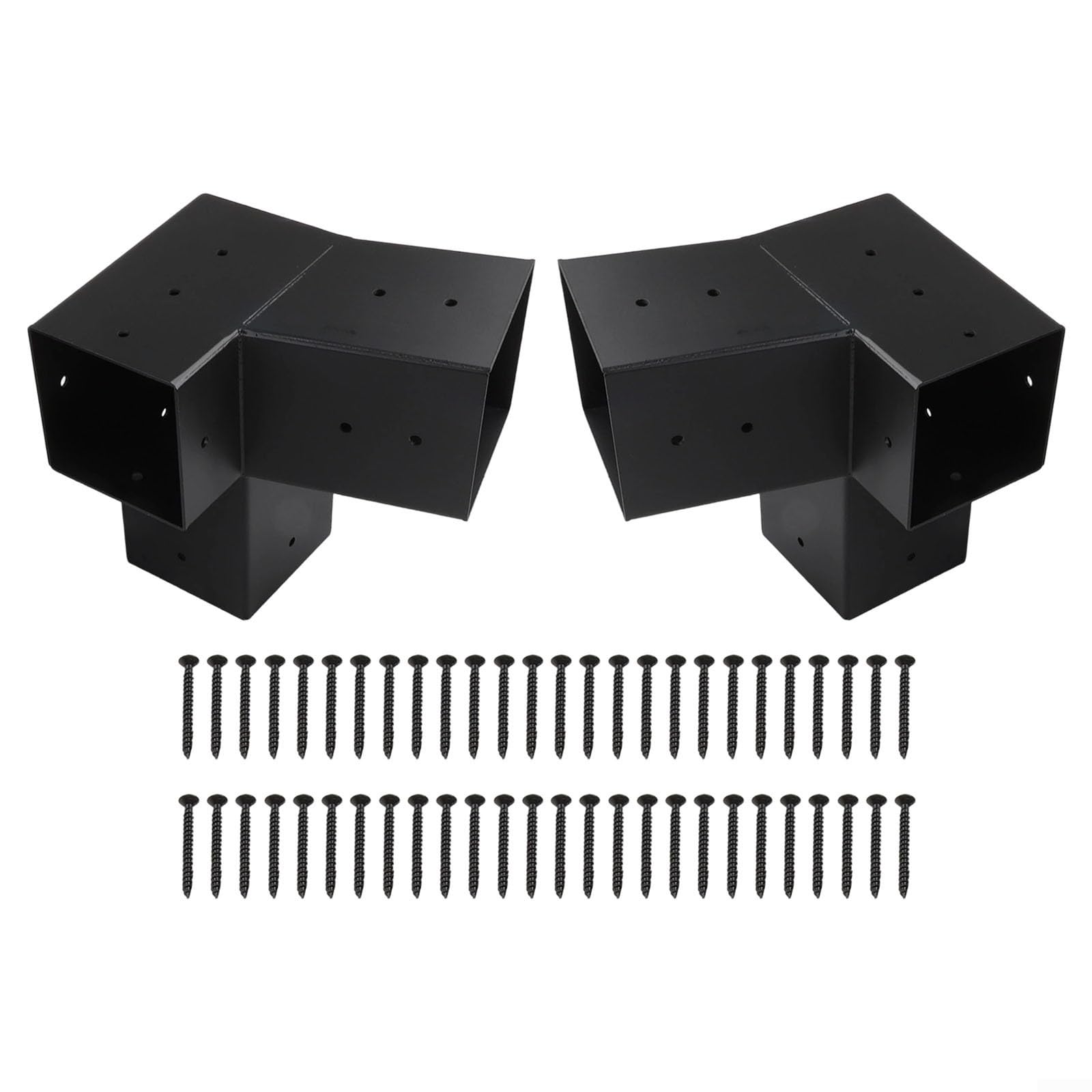 Juego de soportes de acero inclinados para pérgola de techo para postes de madera, kit de herramientas unidireccionales de montaje en pared de 3 vías con tornillos, compatible con estructuras de