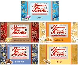 Yunnan Tuocha Zouji - Tuocha Thé Assortiment(Tangerine, Gingembre, Cannelle, Lotus, Ginseng)- 100 Sachets (5x20)- 200g - Origine Yunnan Garantie