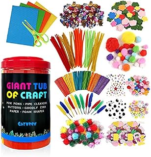 Art Craft Kits for Kids, CAYUDEN DIY Craft Supplies & Materials Supply Kit Arts and Crafts Supplies for Kids Age 3 4 5 6 7 8 9 Kids Art Supplies for Girls, Boys Classroom, Nursery Room, School