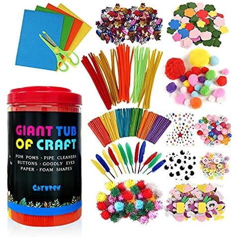 Art Craft Kits for Kids, CAYUDEN DIY Craft Supplies & Materials Supply Kit Arts and Crafts Supplies for Kids Age 3 4 5 6 7 8 9 Kids Art Supplies for Girls, Boys Classroom, Nursery Room, School Cover