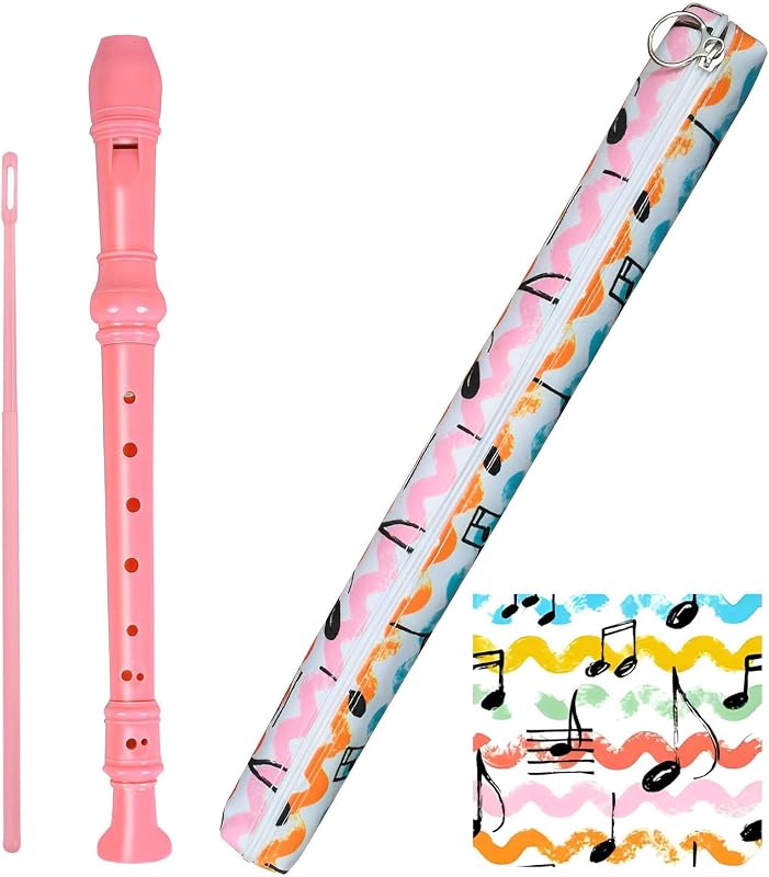 Professional German Style 8-Hole C Key Soprano Recorder for Kids & Beginners - Includes Cleaning Rod & Carry Bag, Ideal for Students & School Band (PInk)