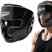 JHOFIF Boxing Headgear Full Face Guard 360° Protection Ventilation Shock-Absorbing EVA for MMA Muay Thai Kickboxing Sparring