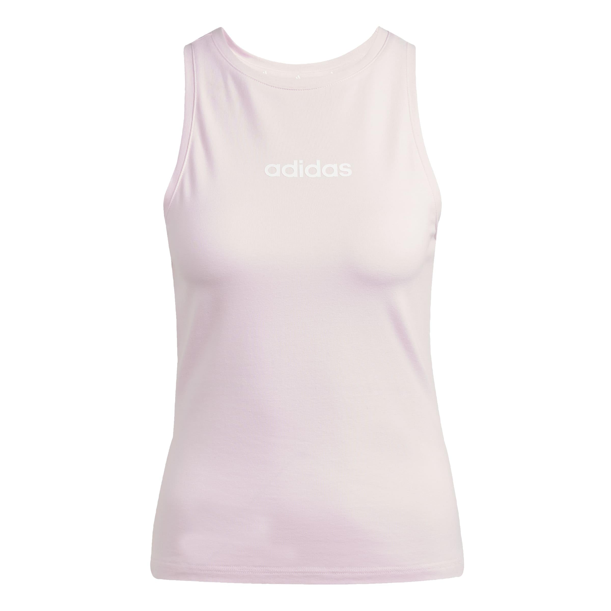 adidas Femme Essentials Linear Slim Cotton Tank, Clear Pink/White, XS