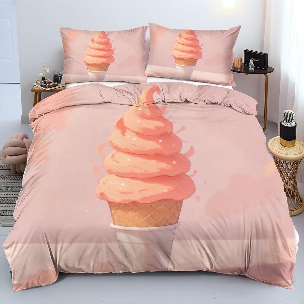 Set di Copripiumino Matrimoniale 240x260 cm Gelato Rosa A5802