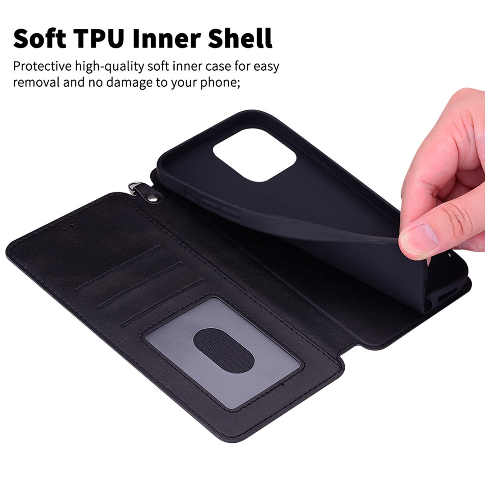 LTL Etui z klapką do iPhone 13/13 Pro/13 Pro Max, wysokiej jakości skórzane etui z klapką, etui z przegródką na karty, podpórka, etui na telefon, magnetyczne, brązowe, 13 6,1"