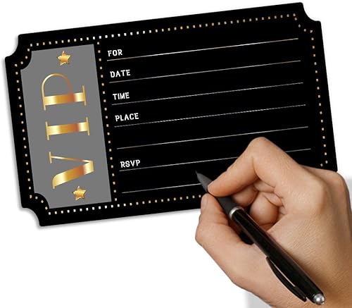 Miniatura 8 de 20 invitaciones de fiesta de cumpleaños con diseño de doble cara con sobres, invitaciones de fiesta VIP de película, invitaciones de fiesta de baby