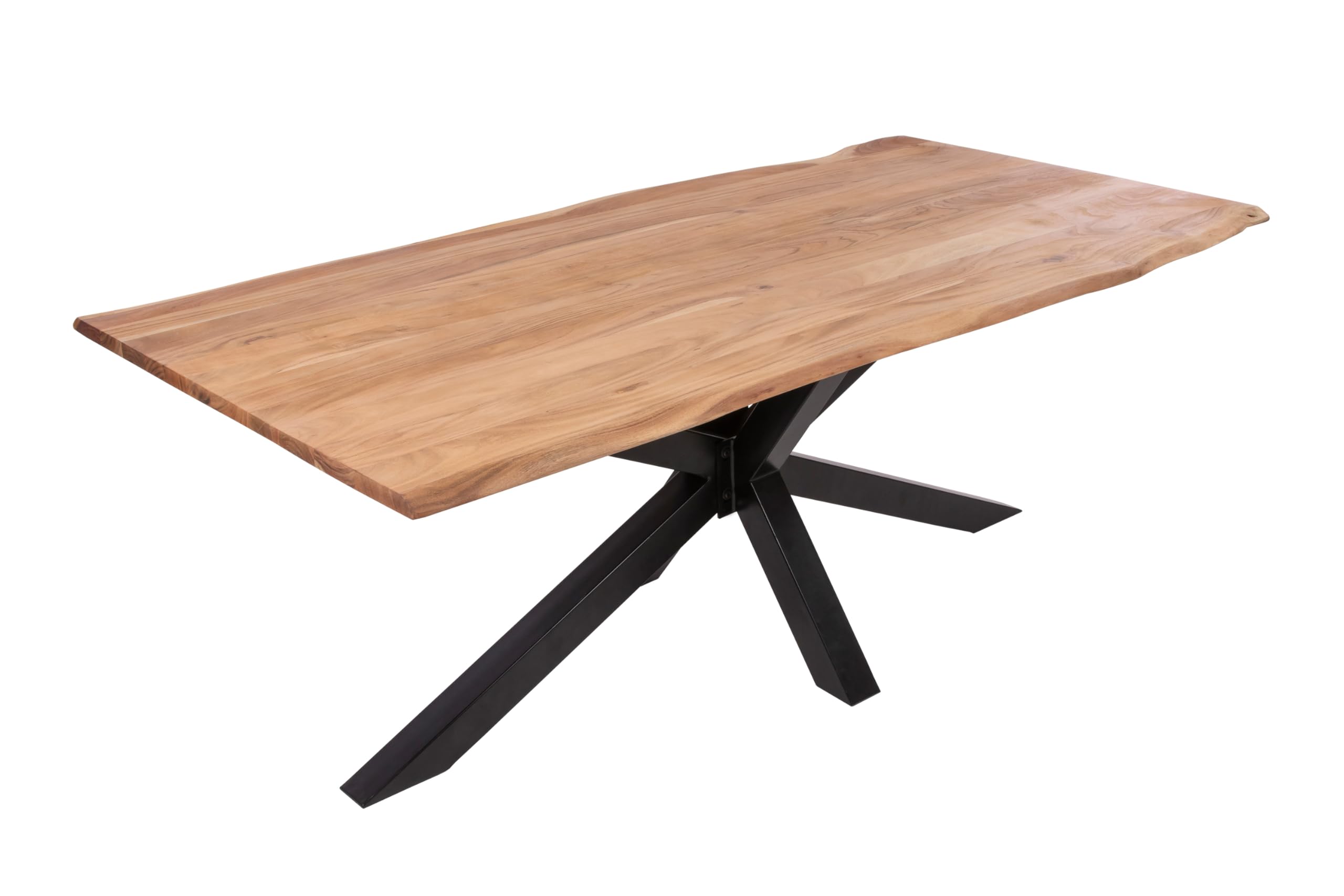 SAM Esstisch Dana 180x90 cm Akazie Eiche Baumkante Spider-Gestell schwarz