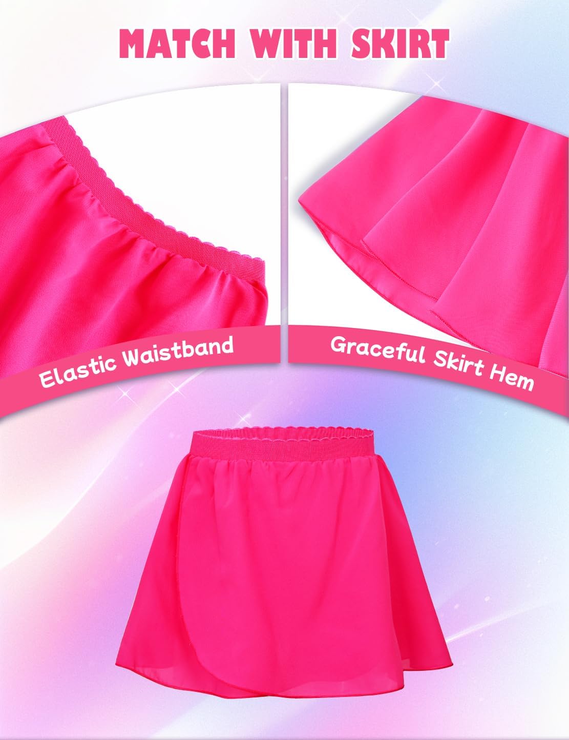 Gymnastics Leotards for Girls Long Sleeve Toddler Leotard Tumbling Outfit with Removable Skirt 2-12 Years Old