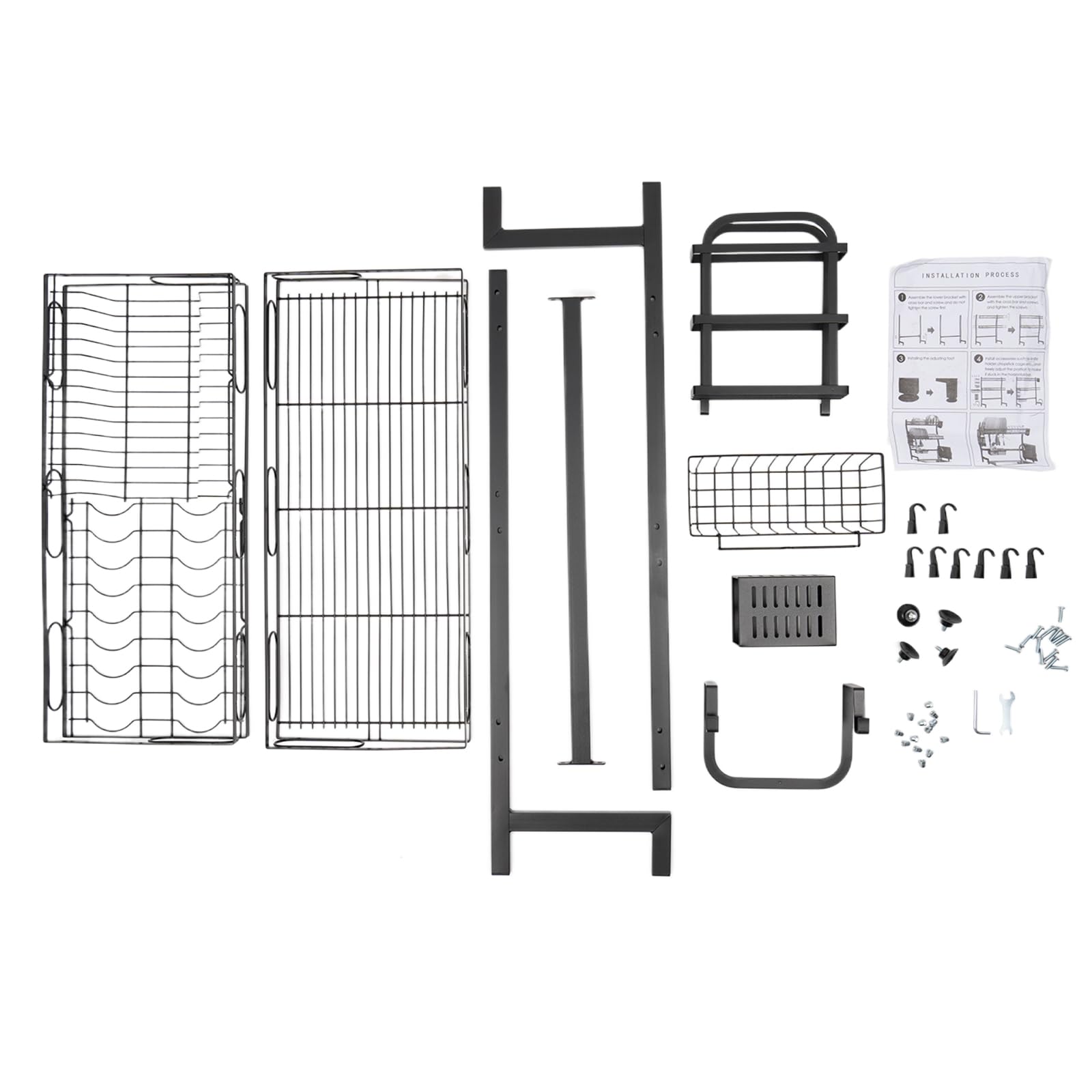 Geschirrabtropfgestell Edelstahl Double Layer Sink Storage Rack Komplettes Set Trockengestell Geschirr Abtropfständer für Küche (62cm)