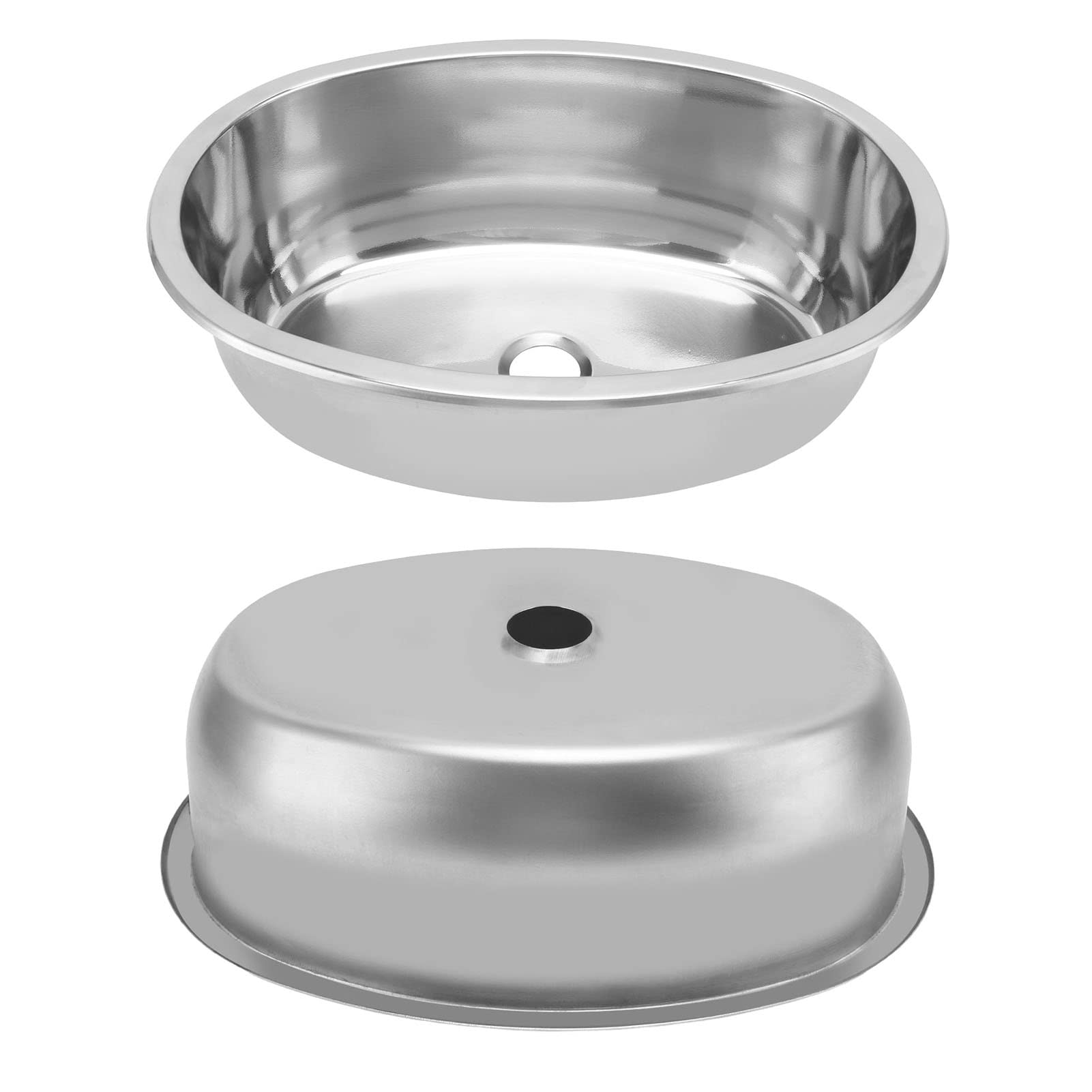 Lavello Ovale in Acciaio Inossidabile 304 393x273mm Lavello Ovale per Barche Marine con Foro di Scarico da 40 Mm Acciaio Inossidabile Spazzolato per Camper Yacht Camper Caravan