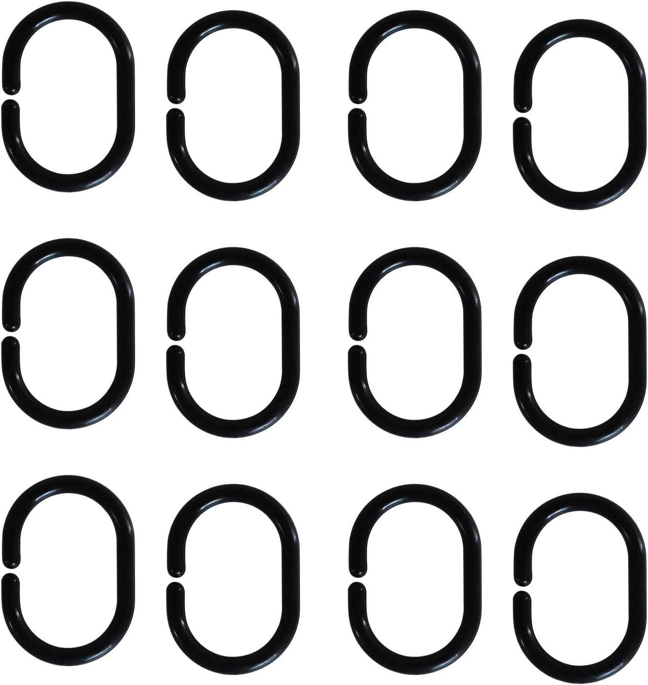 12 pcs Shower Curtain Rings Plastic Shower Curtain Hooks C-Shaped Rings Hook Hanger Bath Drape Loop Clip Glide for Bathroom Shower Window Rod(White)