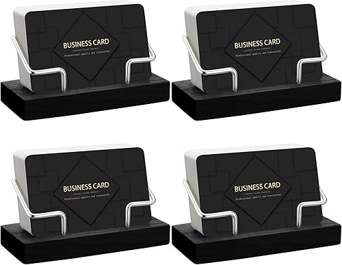 Miniatura 8 de Amyhill 4 soportes de madera para tarjetas de visita dorados, soporte de metal para tarjetas de nombre, tarjetas de presentación, soportes para