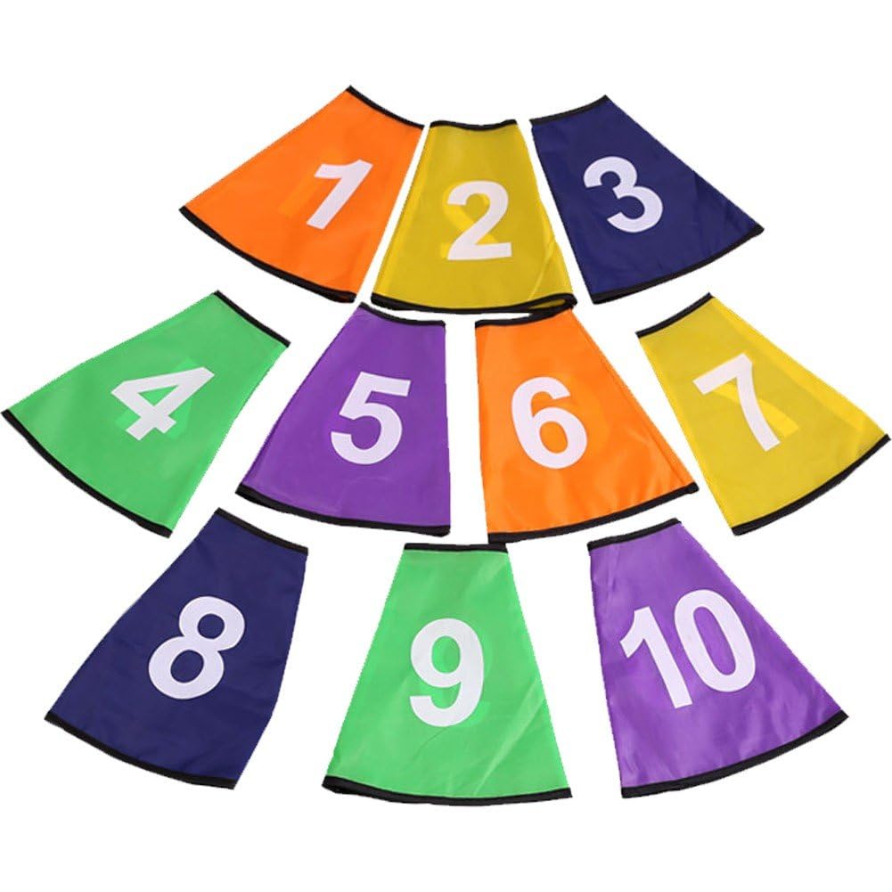 Fituenly 1 Set Digital Set Flag Football Cone Sleeves For Football Race Numbers Sign Cone Sleeves Number Sign Covers Conical Obstacle Protective Case Bucket Protector Polyester