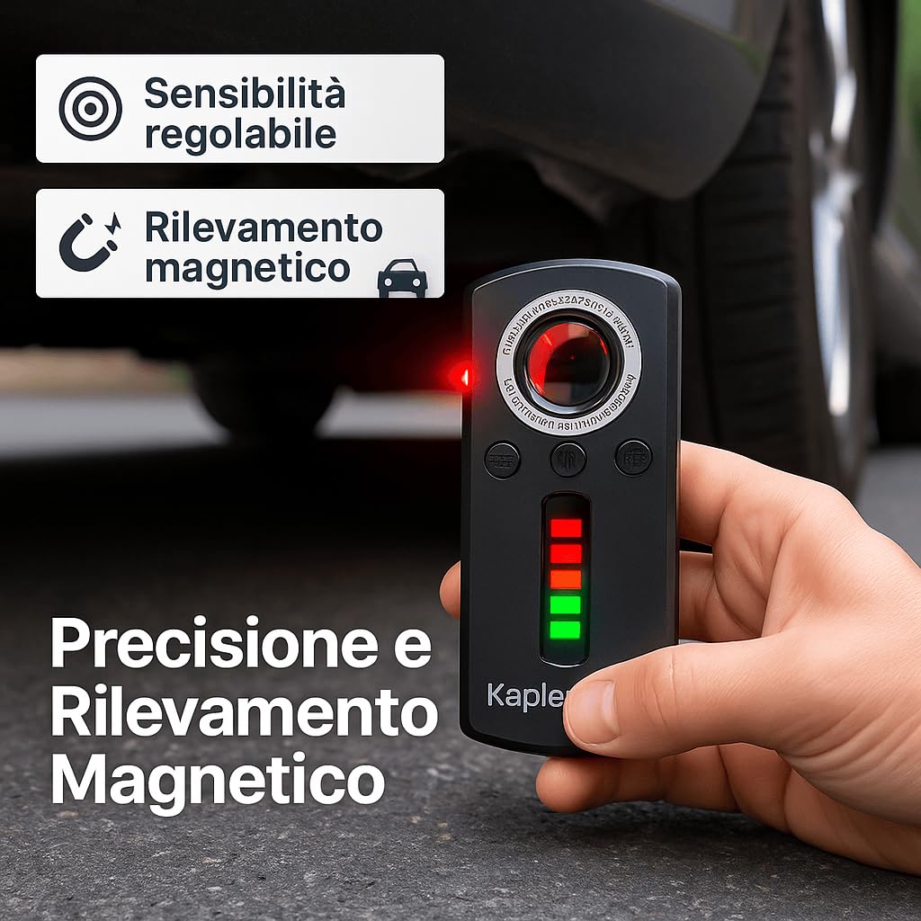 Rilevatore Microspie, Telecamere GPS - compatto ottimo per bonifica in auto, comodo da taschimo - Proteggi la Privacy con Tecnologia Avanzata (KAPLER 3000)