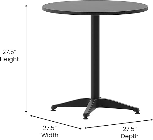 Miniatura 3 de Flash Furniture Mellie - Mesa redonda de metal para interiores y exteriores de 27.5 pulgadas con base, color negro