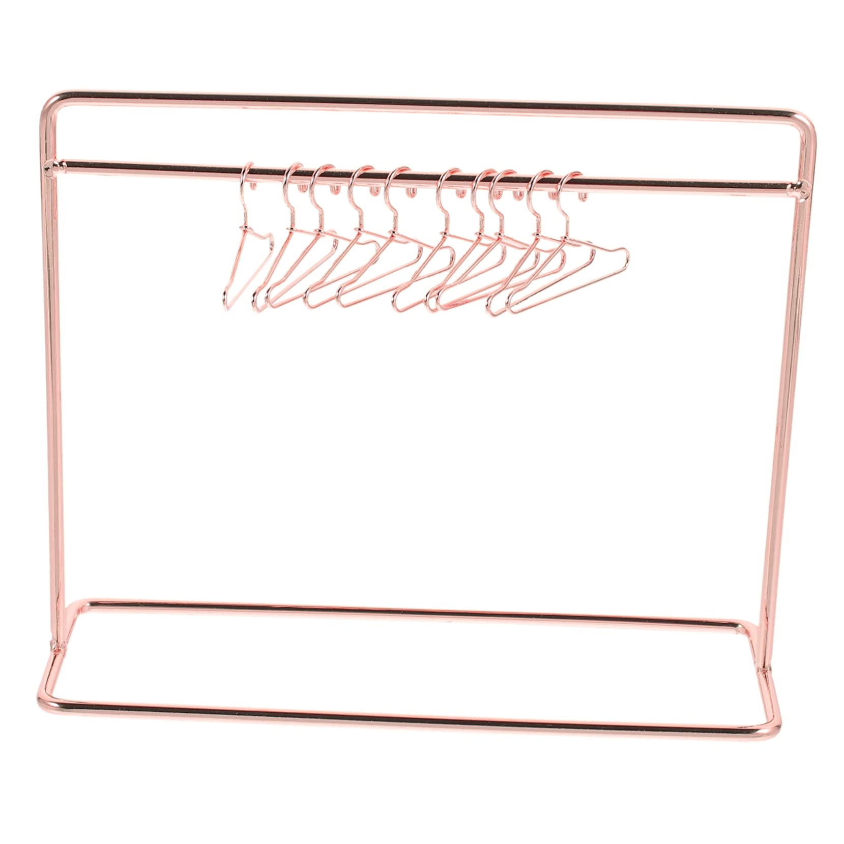 Kisangel Rose Gold Mini Clothes Hanger Set 11pcs Iron Doll Coat Rack Doll Dress Rack Dry