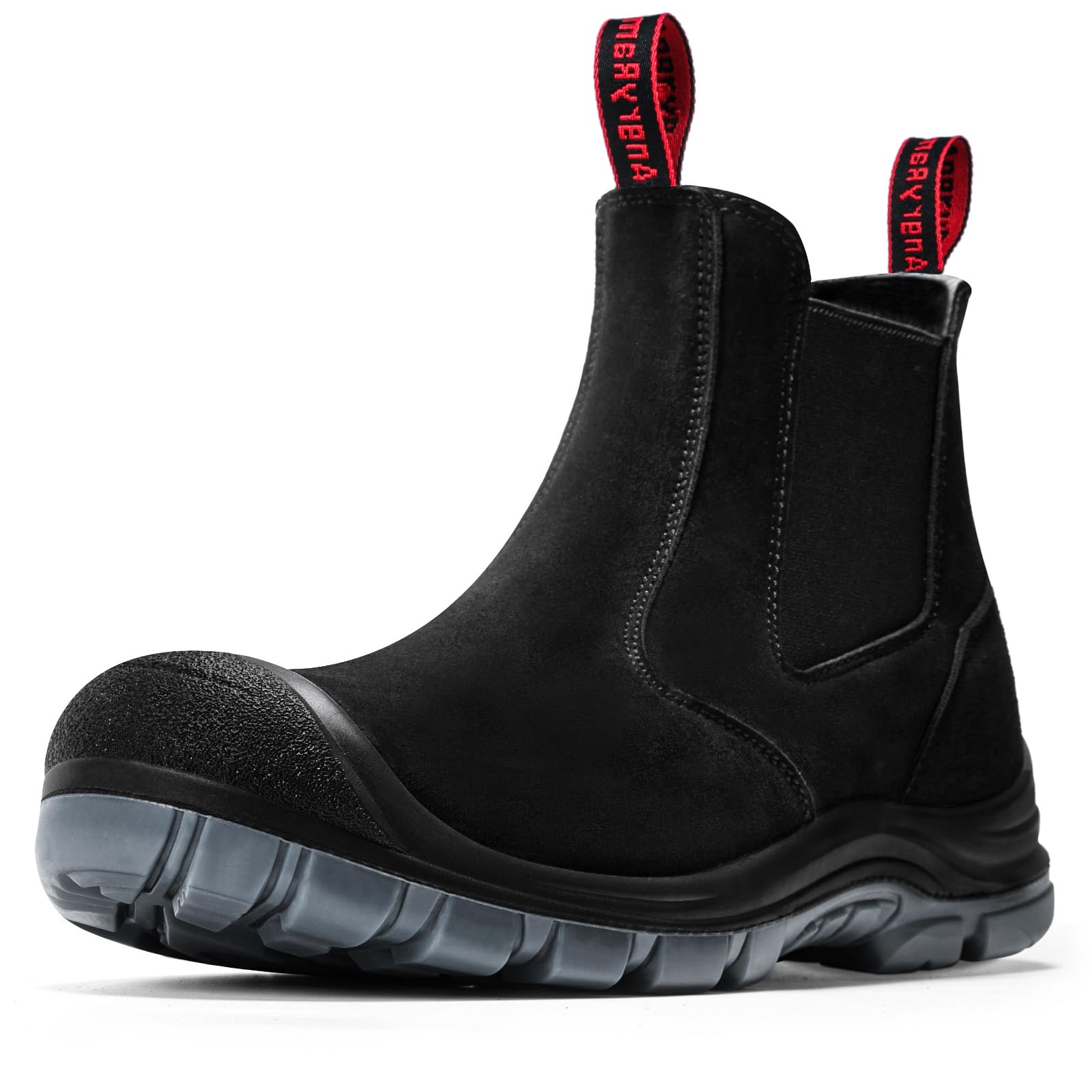 ANGRYRAM Slip on Steel Toe Work Boots for Men Waterproof Safety Shoes