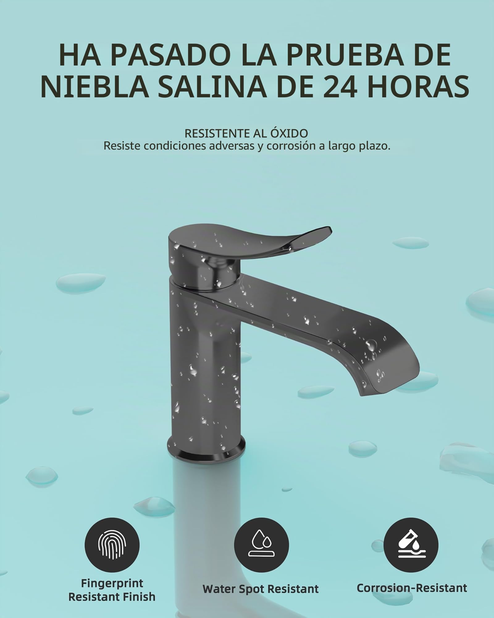 BELZ Grifo Lavabo Monomando Latón, Salida Curva, Gunmetal | Ahorro de agua, silencioso y fácil instalación. Cartucho cerámico antifugas, conexión G3/8.