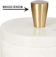 Vista 5 de Queenza Salero de Mármol Blanco con Tapa y Perilla de Latón, Caja de Sal de 3 Pulgadas