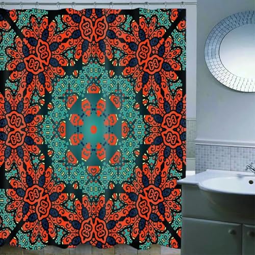 Rideau de douche imperméable et anti-moisissure en polyester mandala - 4