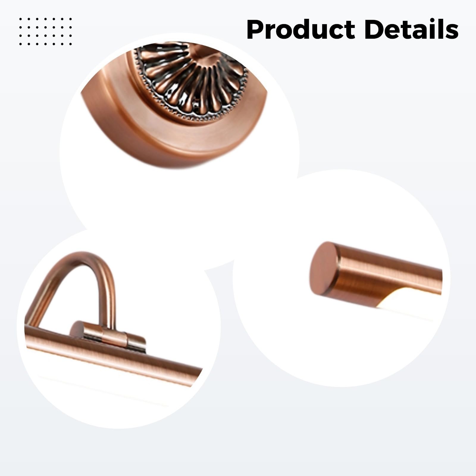 Lampada da parete in bronzo da 8 W con 4000 K, 18,1 pollici/46 cm, base in acciaio inossidabile, per bagno, corridoio e vanità