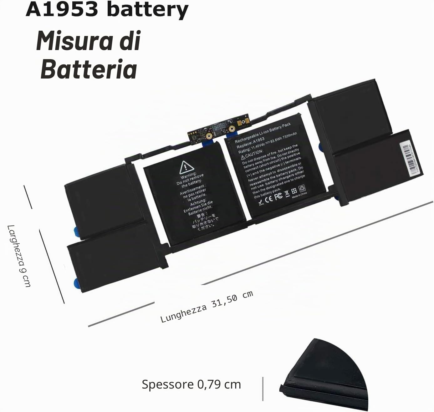 83.6Wh A1953 A1990 Batteria compatibile con MacBook Pro 15 inch