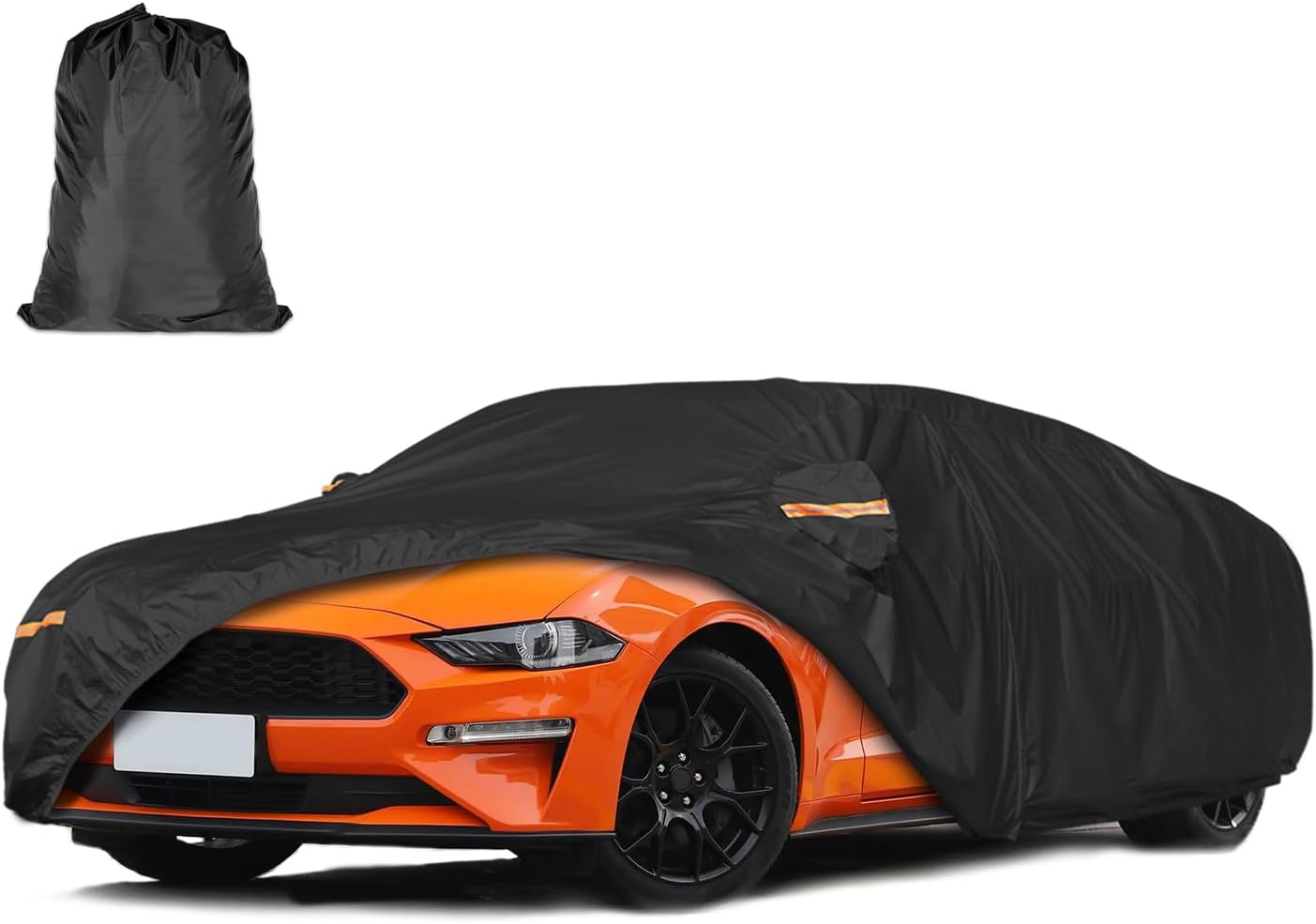 Car Cover Waterproof All WeatherCustom Fit for Ford Mustang 1994-2024, Heavy Duty Outdoor Full Exterior Cover for Automobiles, Sun Rain UV Dust Snow Protection with Door Zipper-Black