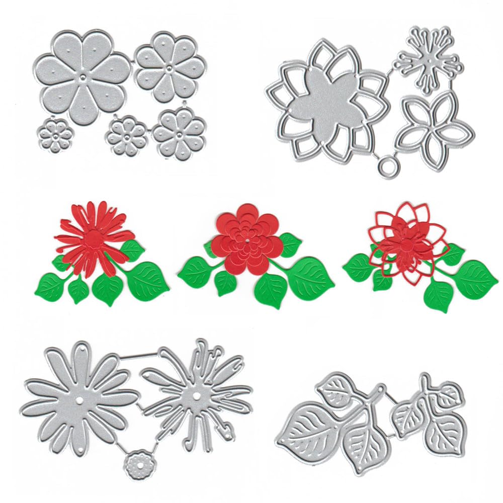 Metal 3D Flowers Leaf Inflorescence Blossom Die Cuts Cutting Dies Embossing Stencils Template Mould for Card Making Decoration and DIY Scrapbooking Album