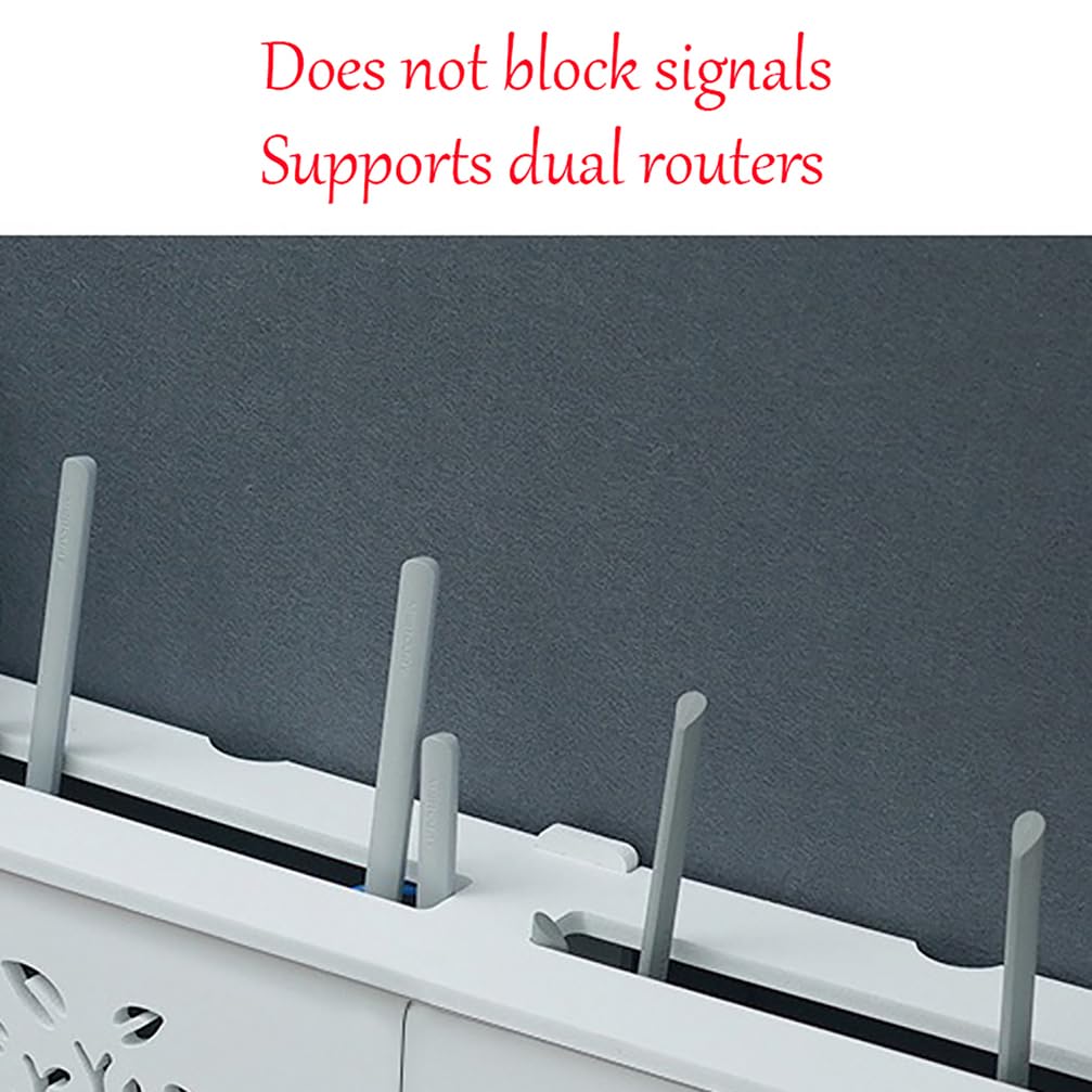 Osłona routera, pudełko do przechowywania WiFi, montowana na ścianie, półka na router, z 2 drzwiami, szafka na router, biały, E, L19, H11, W5