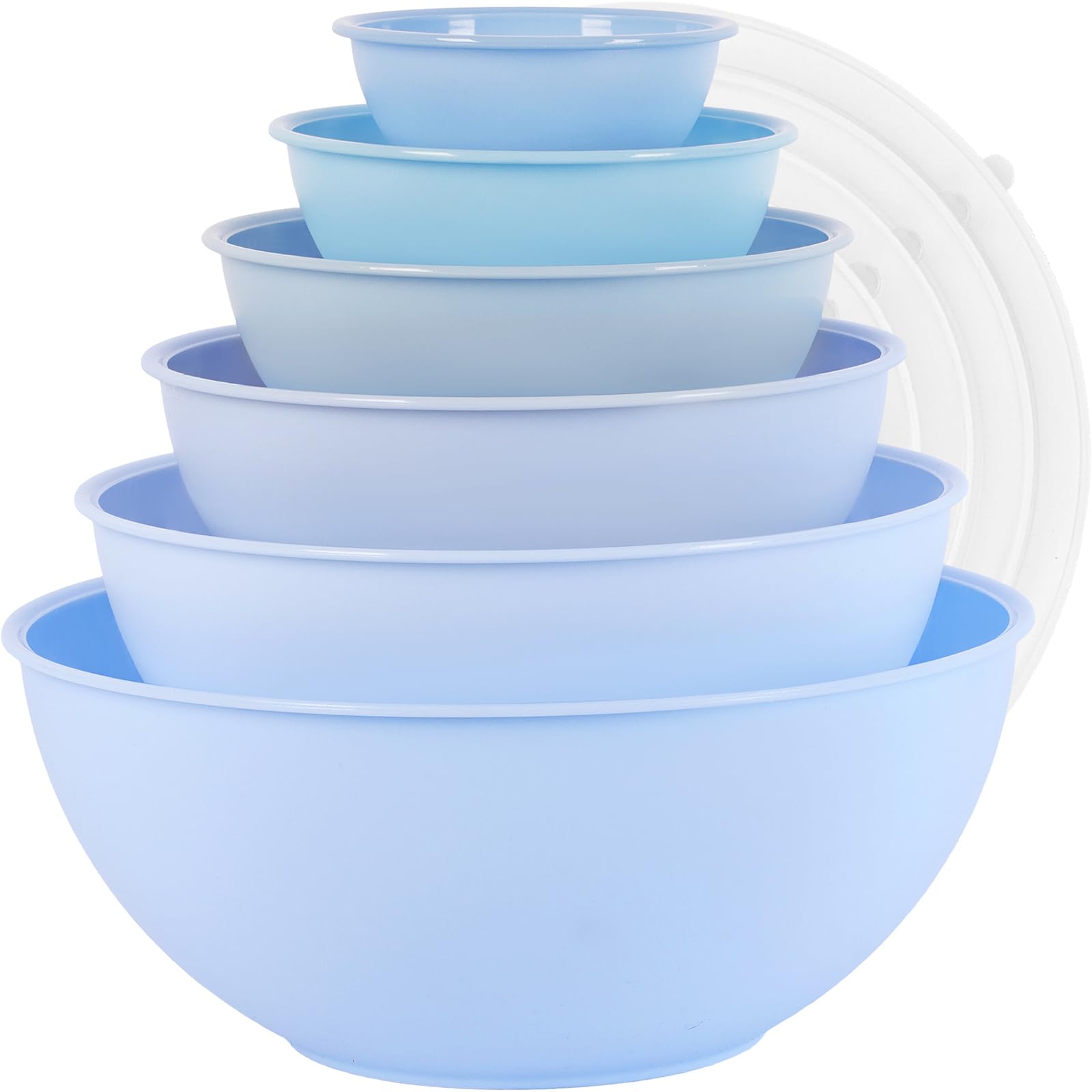 BoxedHome 12-teiliges Salatschüssel mit Deckel aus BPA-freiem Kunststoff, ZartesBlau - Stapelbare Rührschüssel Set, Wiederverwendbare, Spülmaschinenfest, Ideal für Camping, Picknick, Backen und Kochen