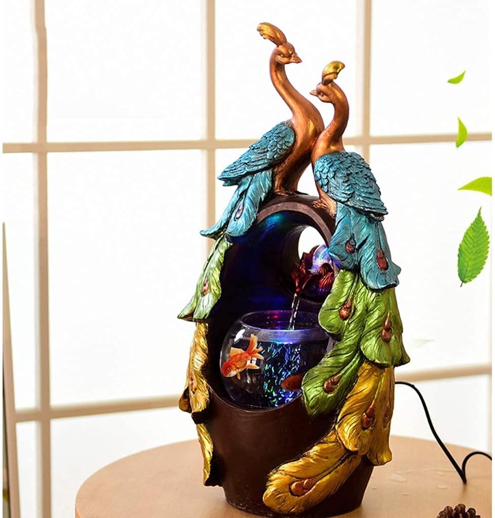 Tabletop Fountain Creative Desktop Fountain Home Decor Living Room Office Desktop Resin Fountain and Fish Tank Elegant Gift Tabletop Fountains Desktop Fountain (Color : B) (A)