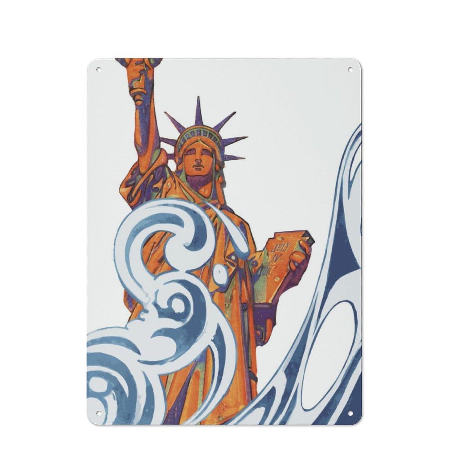 Junmoney Statue Of Liberty Vintage Tin Sign 40X30cm For Dining Room Or Kitchen, Suited To Dining Room Decor Fans