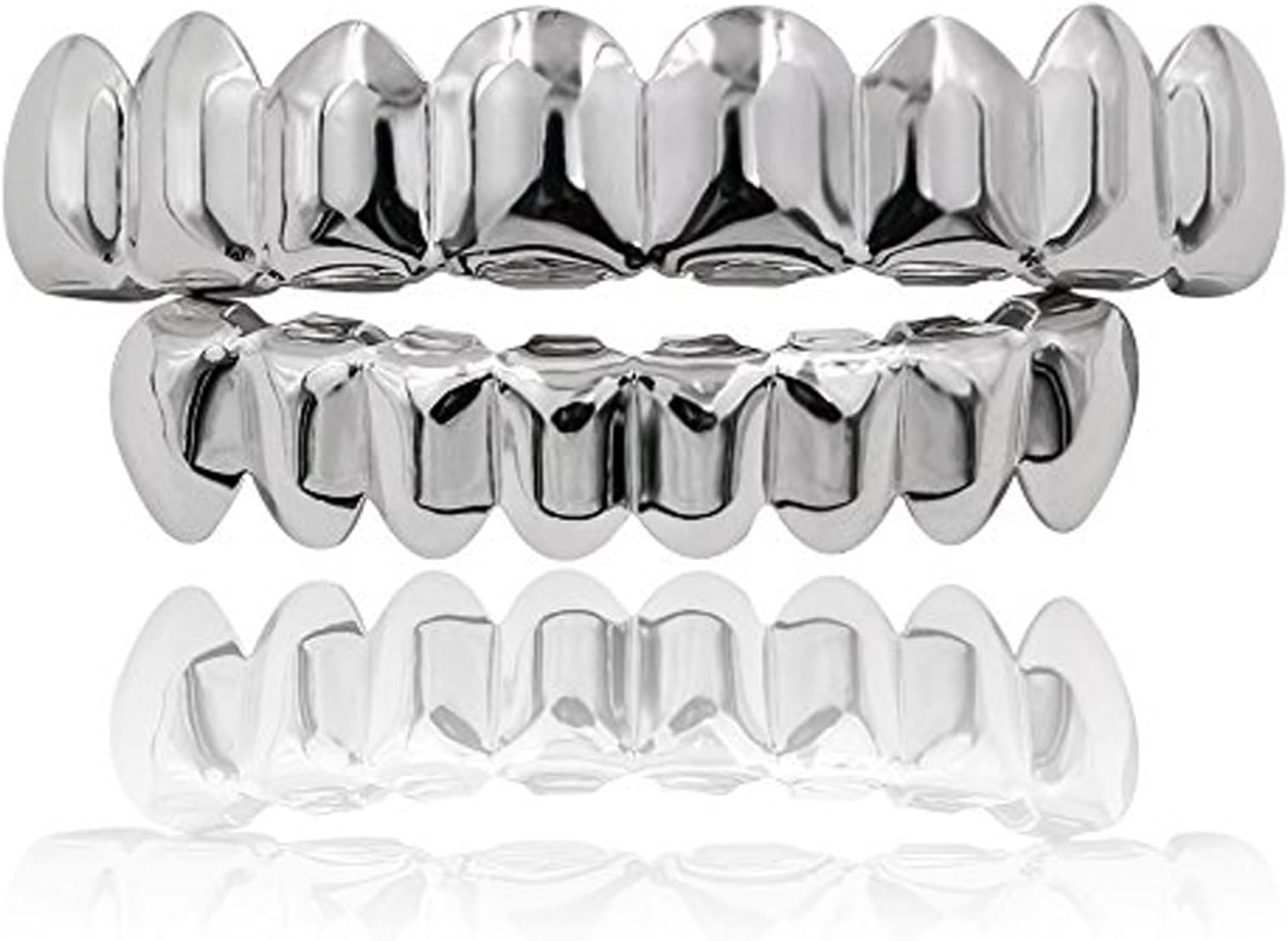 Grillz Teeth Men - Grills for Your Teeth 8 Top & Bottom Set, 18K Gold-Plated Brass Dental Grills with Molding Bars, Unisex Hip-Hop Rapper Costume Accessory