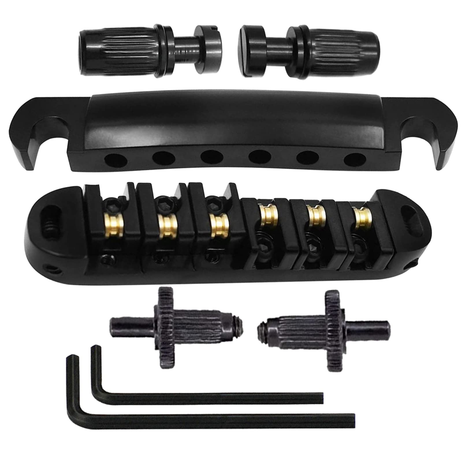 oringnat Roller Saddle O Matic Bridge Tailpiece with Studs for Bridge Electric Guitar Replacement Accessories