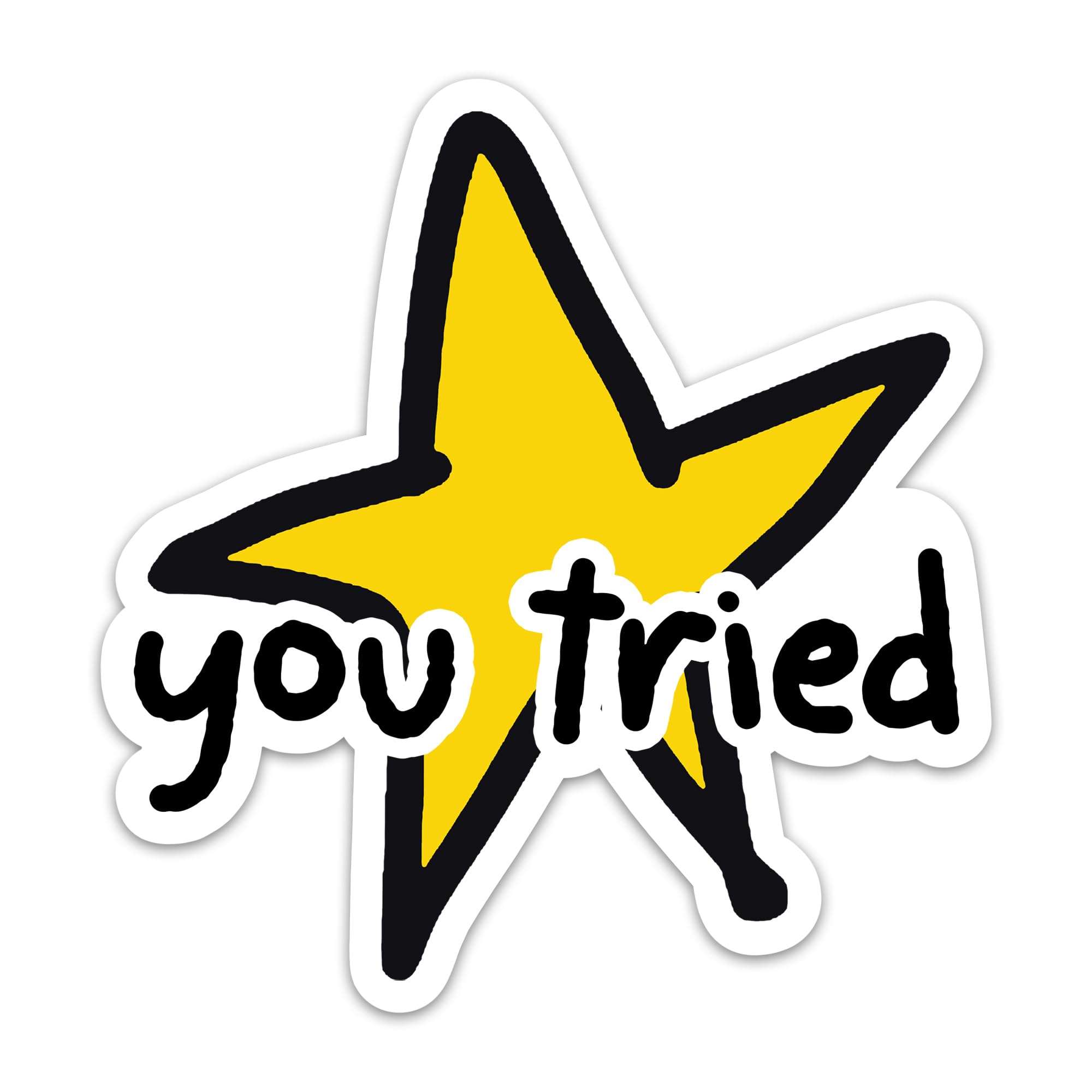 3PCs You Tried Gold Star Sticker, Funny Cute Yellow Rate Star Waterproof Vinyl Stickers for Laptop Water Bottle Tumbler Notebook Inspirational