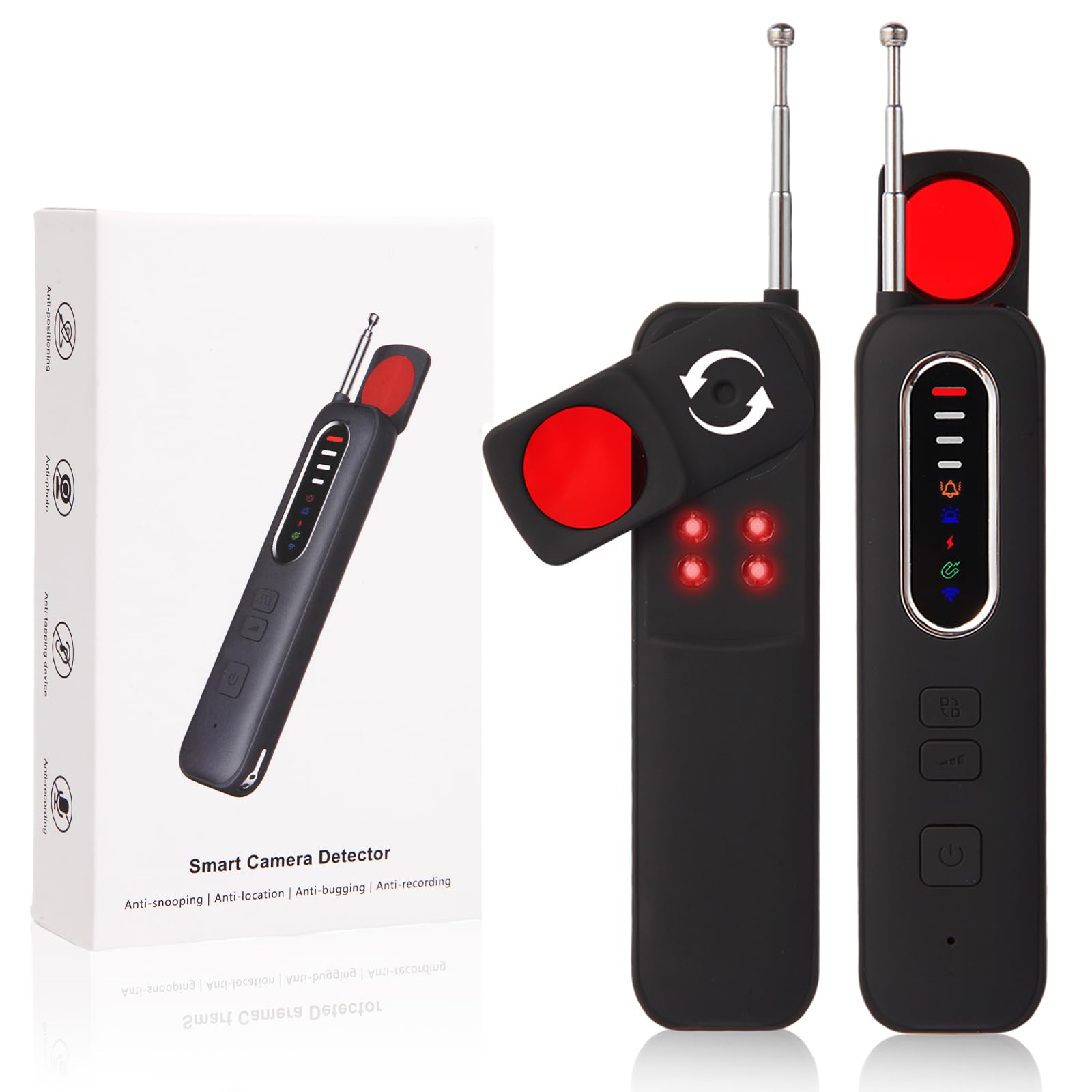 Détecteur de Caméra Cachée 6 en 1 Detecteur Micro Espion Anti-Espion Bug Détecteur GPS Tracker pour Bureau, Hôtel, Maison, Alarme de Sécurité