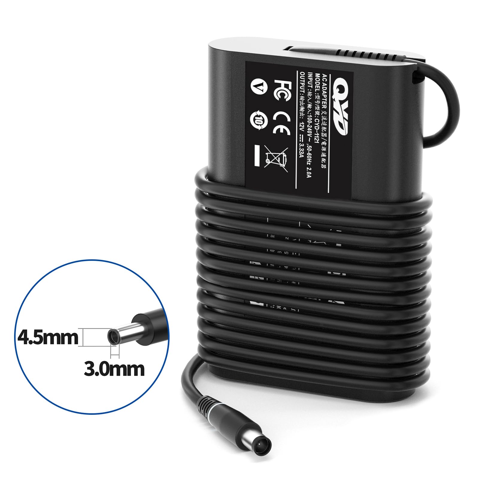 65W LA65NS2-01 Caricabatterie per laptop con adattatore CA compatibile per Dell Chromebook 3120 3180 3189 P22T P26T Latitude E7240 E7270 E7280 E7440 E7450 E7470 E7480 E5430 E5440 E5450(19.5V 3.34A