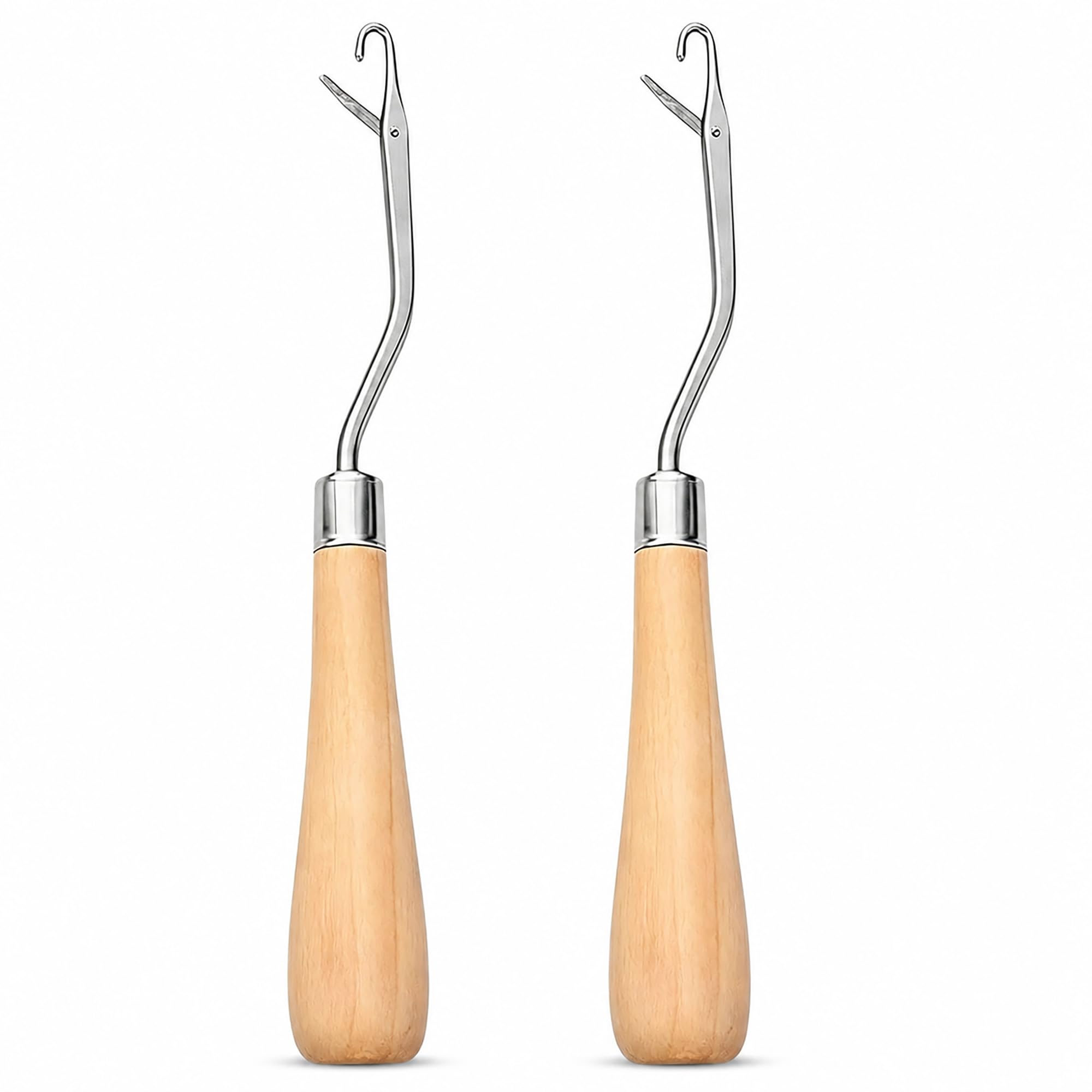 2 Pack Wooden Latch Hook Tool - Latch Hook Crochet Needle Set for Hair Crochet, Rug Making, Knitting Repair and DIY Crafts – Crochet Pulling Tool for Weaving and Craft Projects