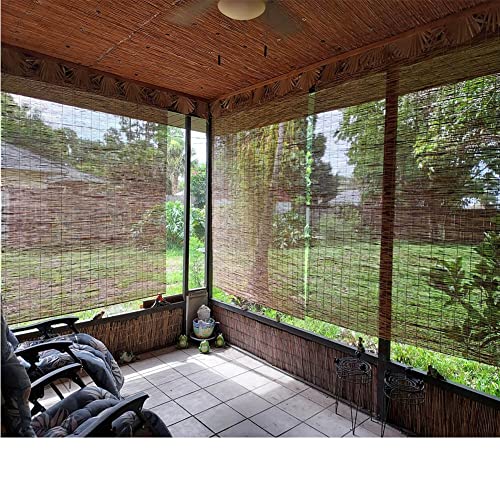 Bamboo Window Roman Shade Brown Roller Shades Blinds Natural Decoration Waterproof Bamboo Roll Up Window Blind Sun Shades For Outdoor Patio 24X72In 30X64In 46X72In 20X48In (Size : 40'' Width X 48'' H #TOP3