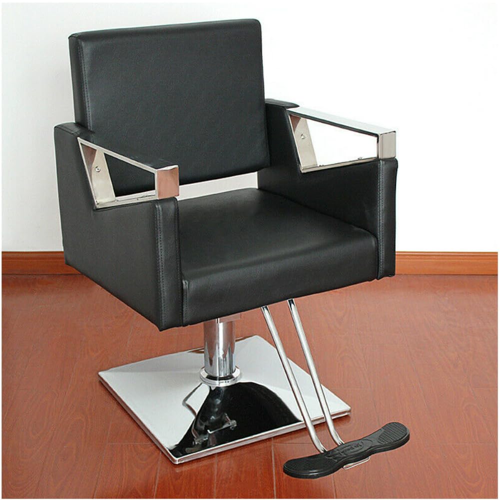Silla de peluquería, Sillón de peluquería | Sillón clásico de barbería con Giro de 360 Grados y Bomba hidráulica, de Cuero y Altura Ajustable.