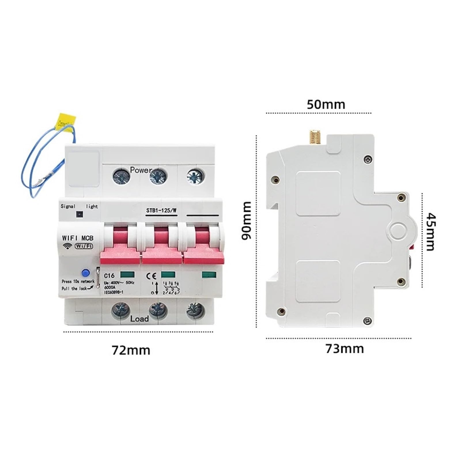 Interruttore Automatico WiFi Smart Life, Interruttore Automatico Intelligente APP Con Telecomando Timer, 1P-4P(3P,32A)