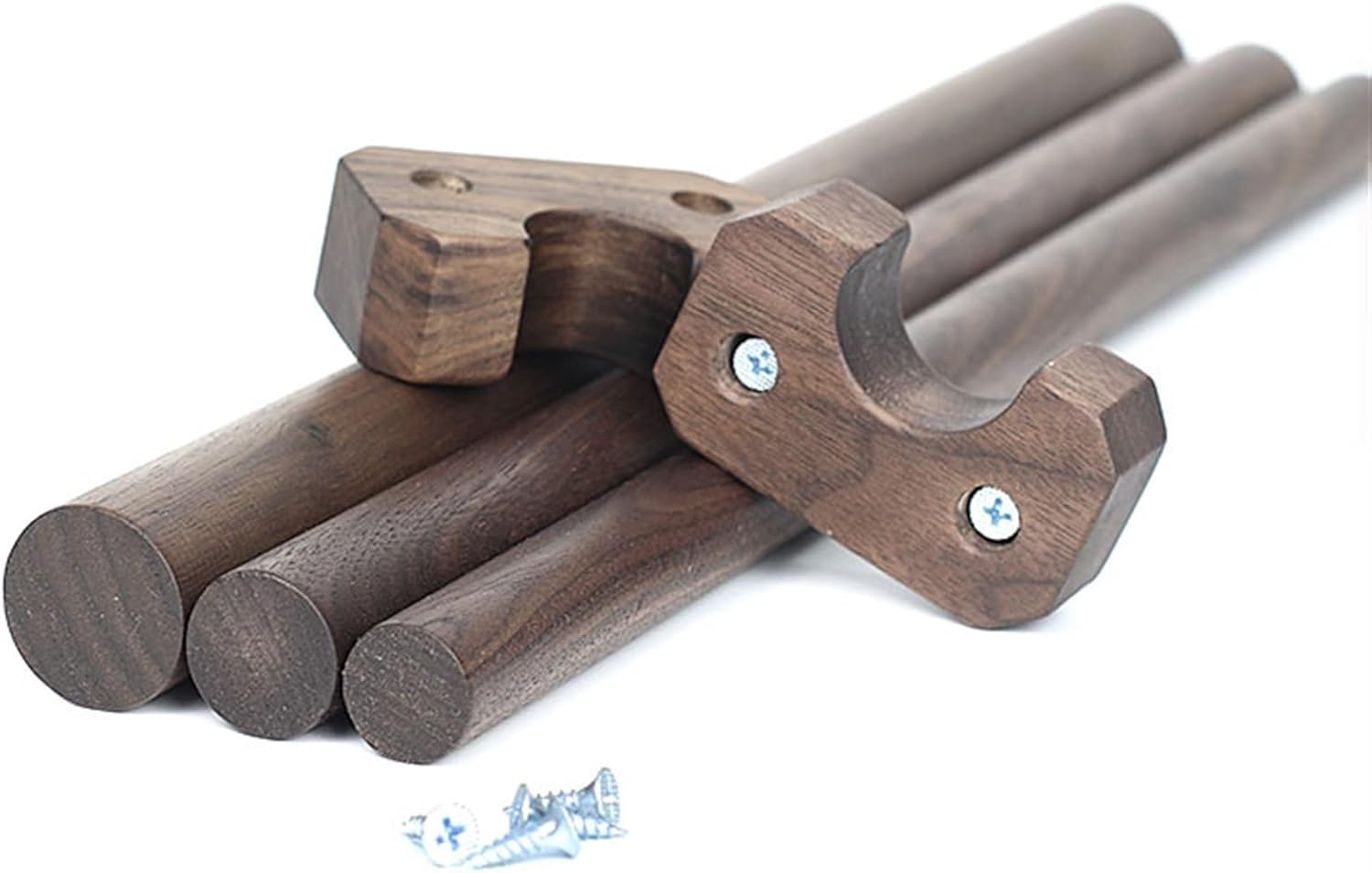 1 PCS Wooden Round Wardrobe Closet Rod, Premium Closet Pole for Hanging Clothes, Wardrobe Cross-bar Clothes Hanging Rods Natural Wood Wardrobe Closet Rod with End Supports for Closet Storage(D2cm/0.78