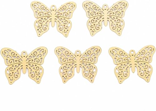 Miniatura 6 de Beadthoven - 36 colgantes de filigrana con hojas de lágrima para hacer aretes, adornos de metal grabado en latón dorado, colgantes huecos para