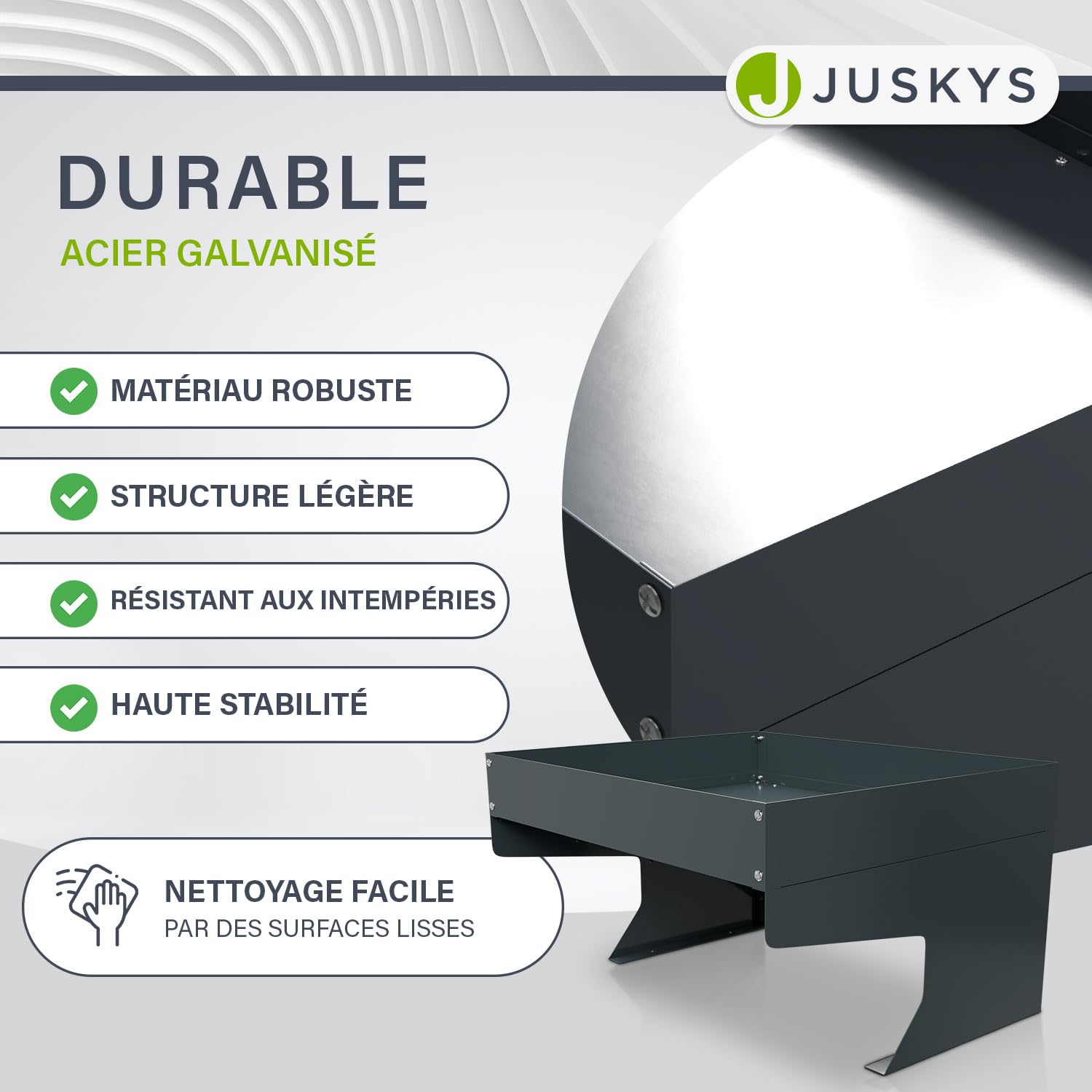 Juskys Garage pour robot de tonte avec bac à plantes, abri en acier galvanisé pour robot de tonte, protection contre le vent et les intempéries, anthracite