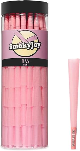 SmokyJoy Paquete de 100 conos de tamaño 1 14 Conos de papel preenrollado pre-enrollado Conos con puntas de filtro y tubos de embalaje incluidos,