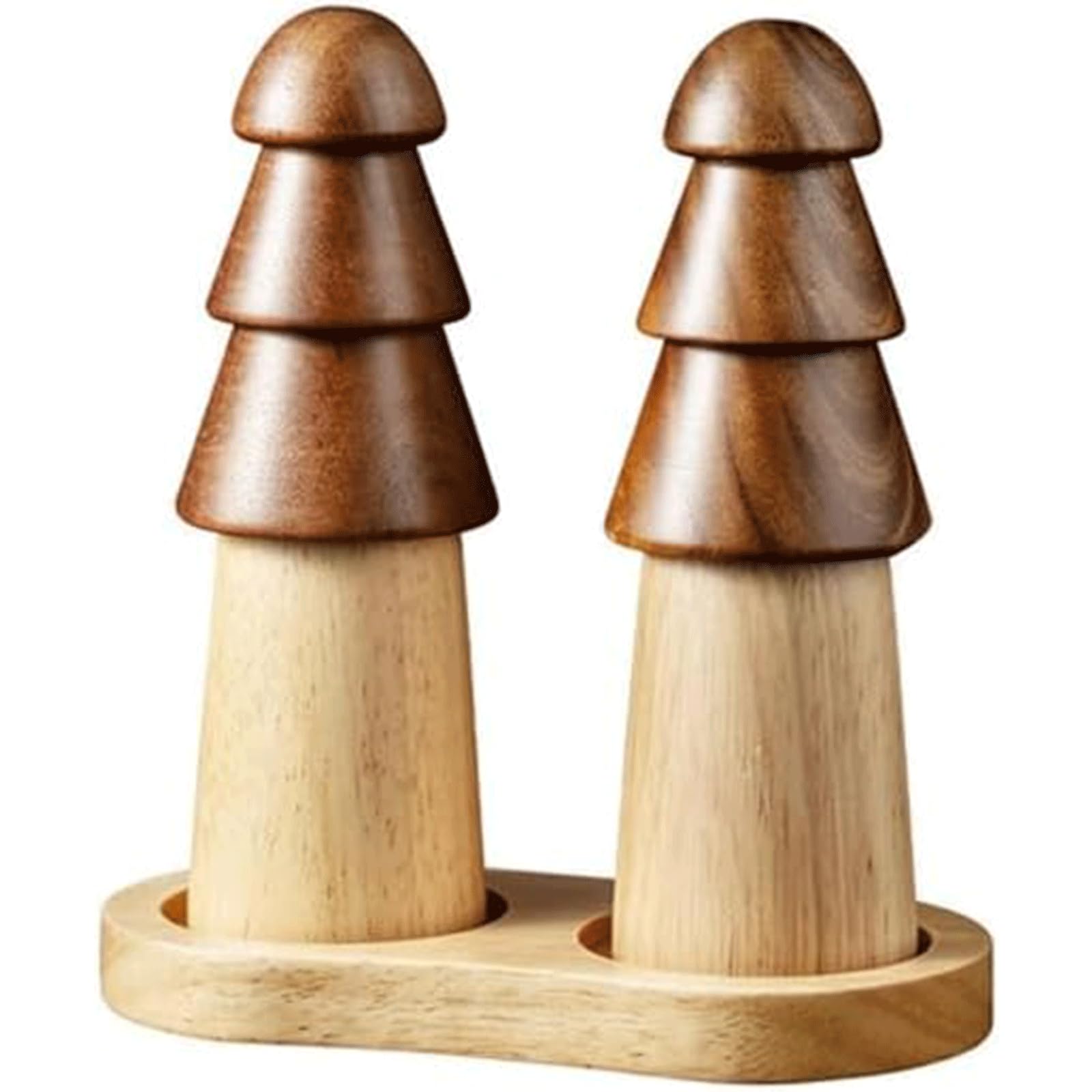 Macinapepe da Cucina Set macina Sale e Pepe con Base in Legno Macina Sale Marino per Mantenere la Bottiglia di condimento per macina spezie asciutta e Fresca