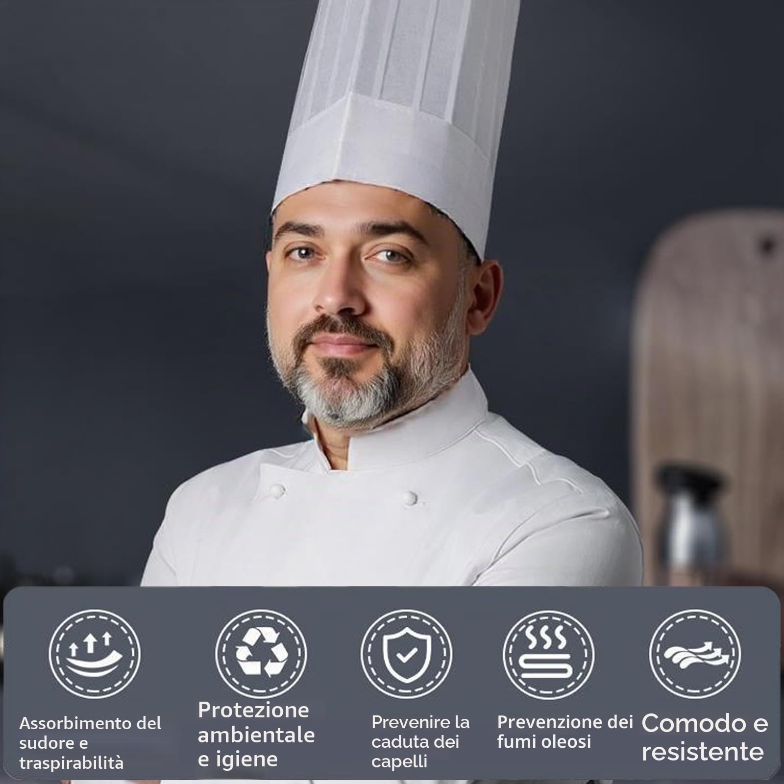 VPB Cappello Da Chef Unisex Regolabile Per Barbecue Cucina Ristorante Feste Da Forno Casa Scolastico Bianco
