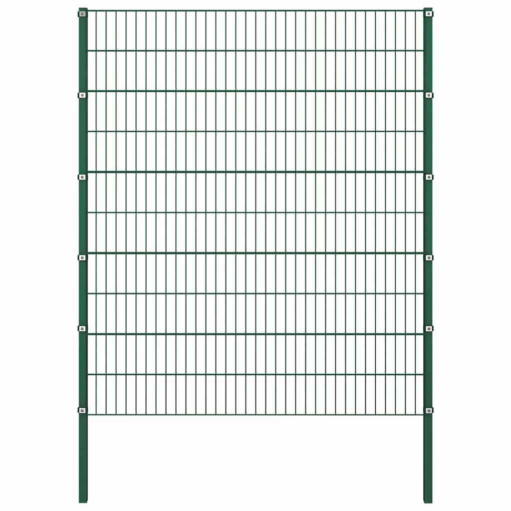Set Recinzione da Giardino in Ferro Verde 3,4x2 m con 3 Pali