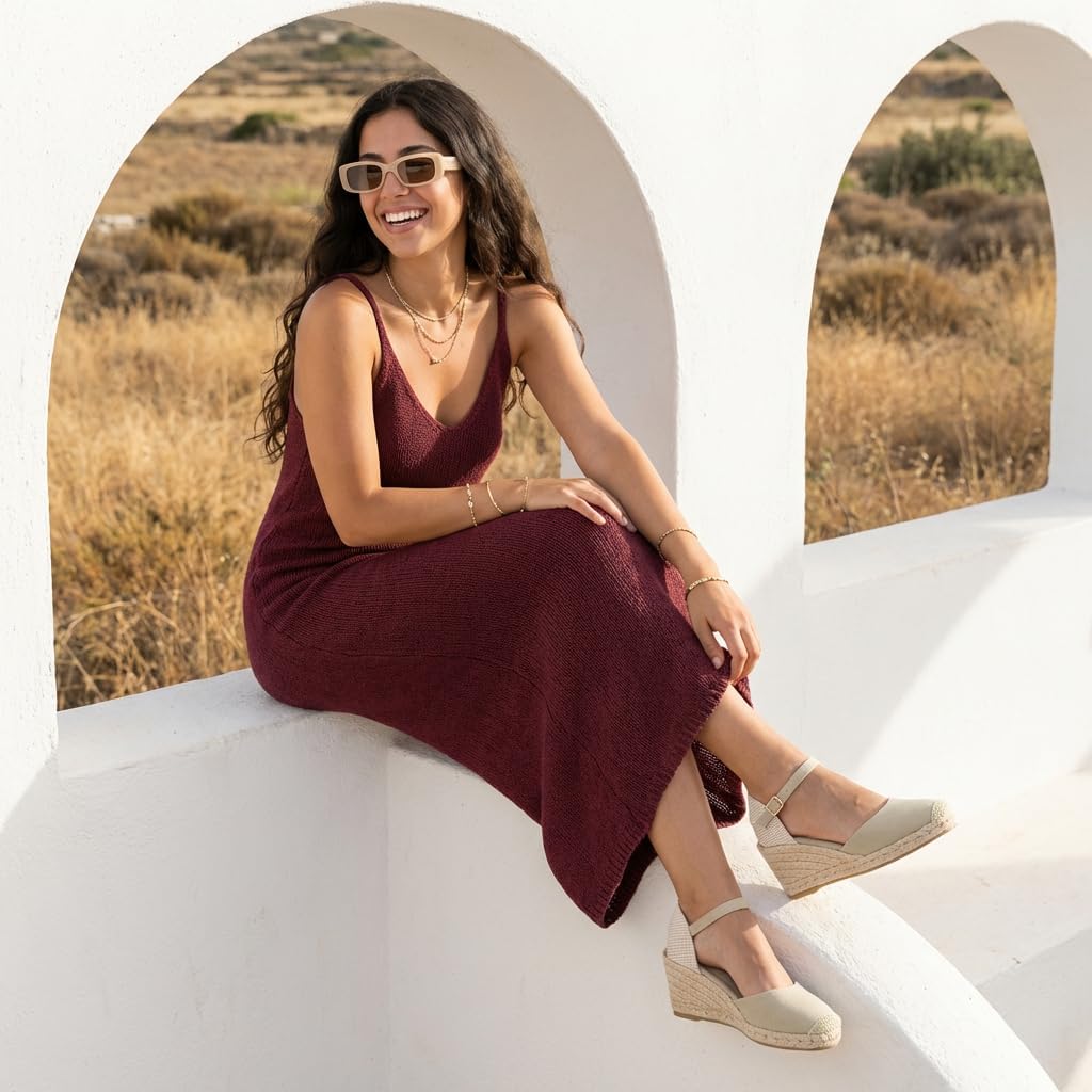 CUSHIONAIRE Elche Closed Toe Wedge Sandals for Women, Platform Espadrilles Heels With Adjustable Buckle