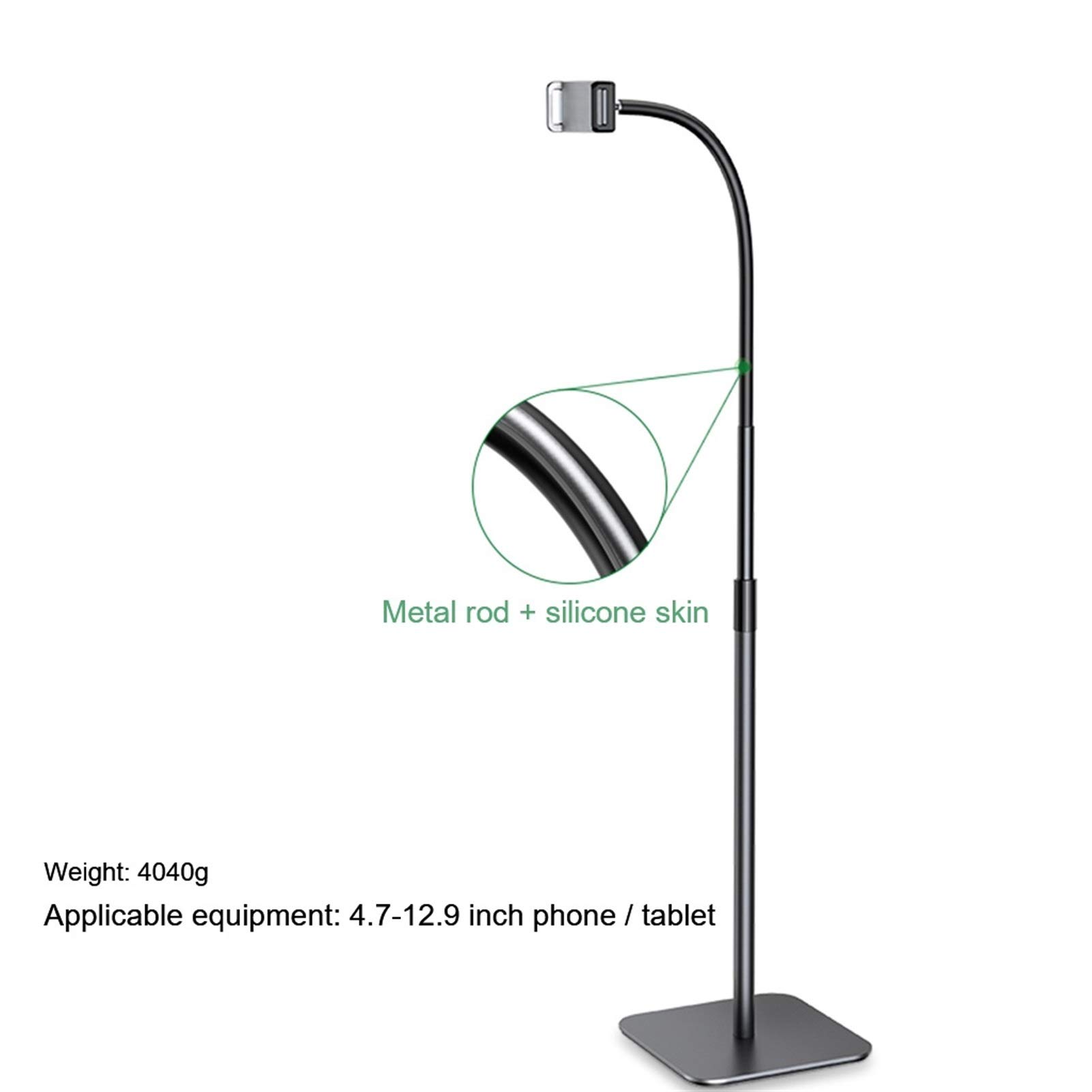Supporto da pavimento regolabile per tablet e telefono con rotazione di 360 gradi per una facile visualizzazione